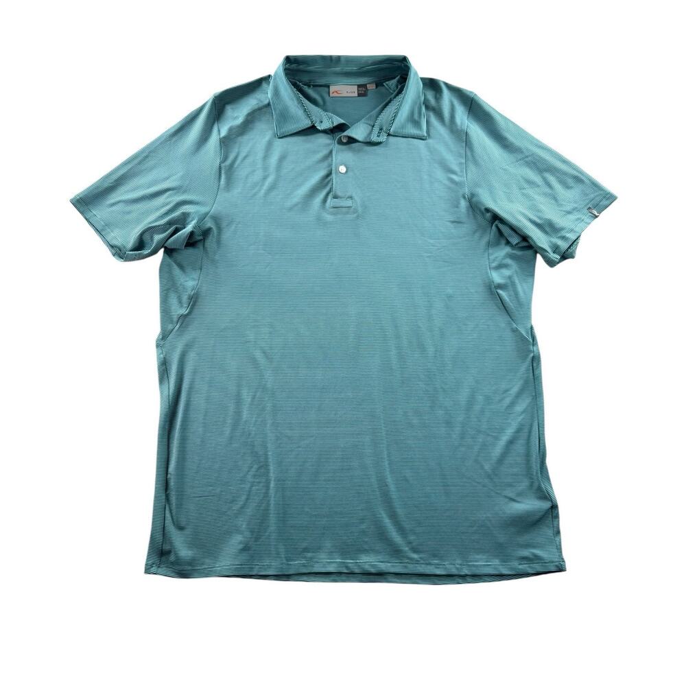 Kjus Mens Soren Polo XL Short Sleeve Striped Performance Golf Blue Business